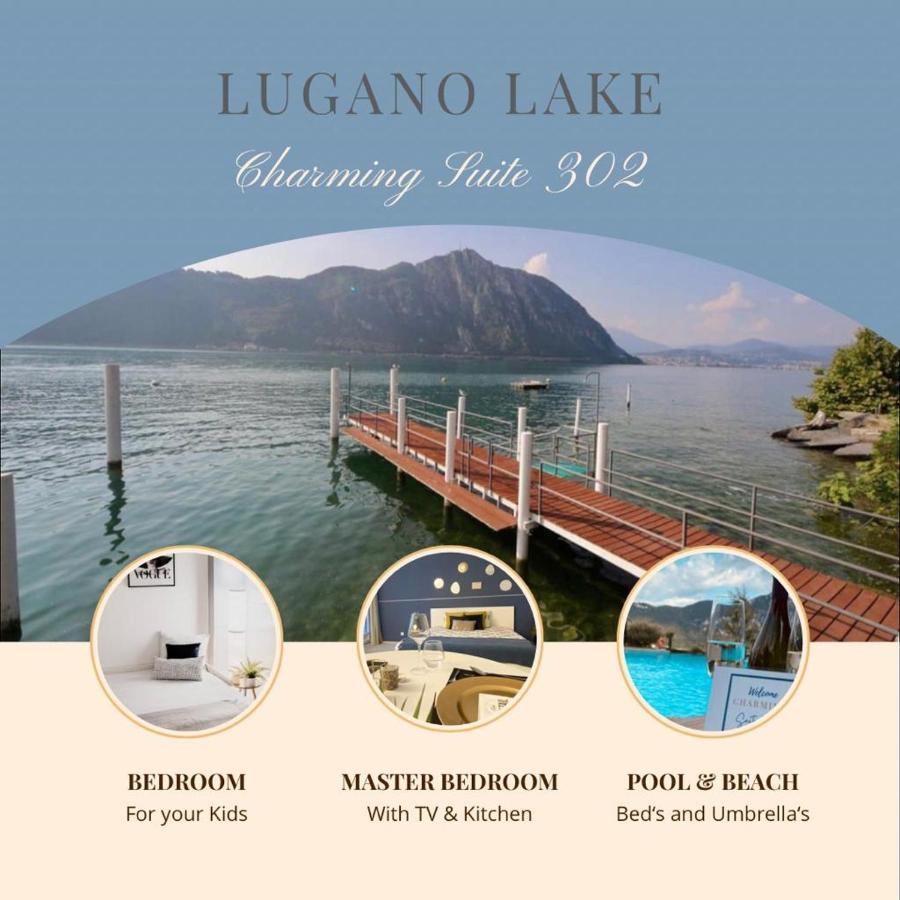 Luganersee, Pool, Strand, Parkplatz, Suite บิซโซน ภายนอก รูปภาพ